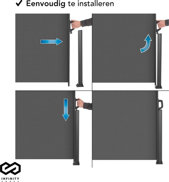 Pare-vent réglable Infinity Goods – 300 x 160 cm – Extensible – Enroulable – Protection solaire – Espaces extérieurs, plage, terrasse, balcon, camping – Abri – Auvent latéral – Résistant aux intempéries – Anthracite