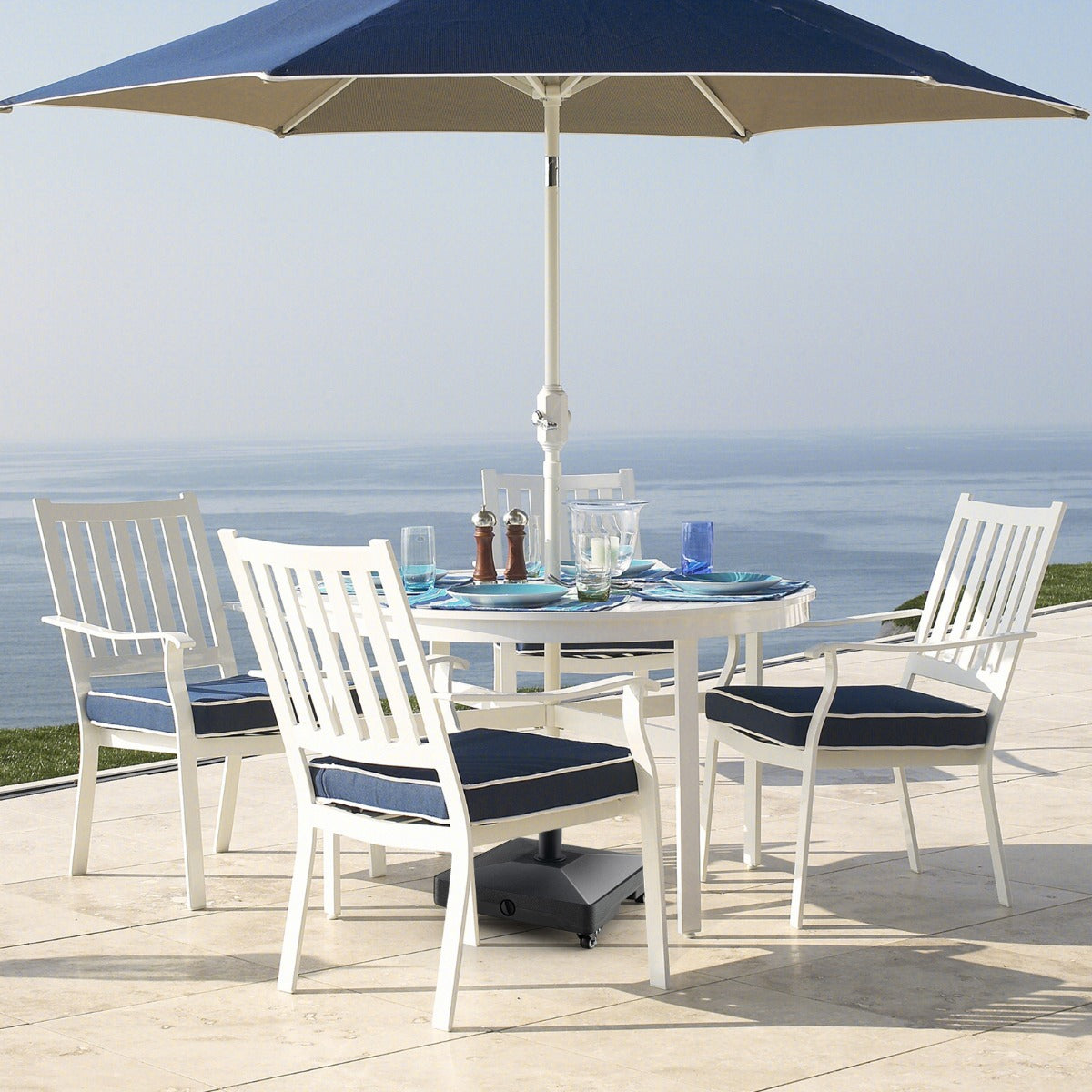 Base de parasol Coast sur roues - Remplissable - Max. 25 kg - 45 x 44 x 40 cm - Noir