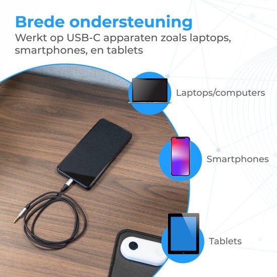 Câble Nuvance AUX vers USB-C - Câble AUX USB-C - 1 mètre - USB-C vers AUX - Nylon tressé - USB-C AUX - USB-C vers jack