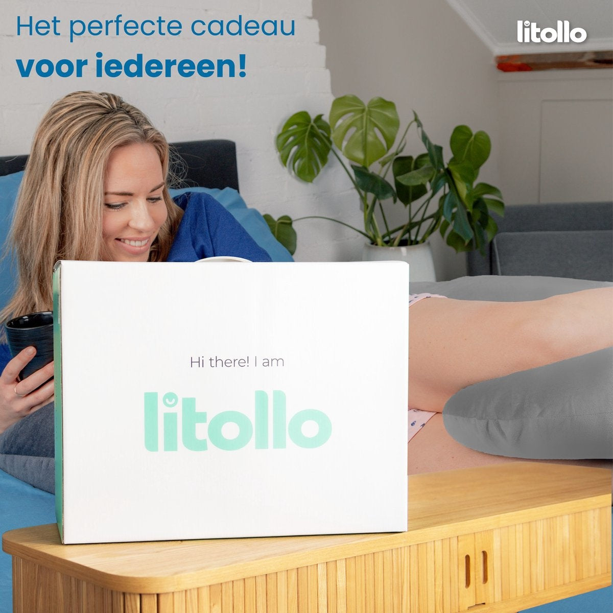 Litollo® Zwangerschapskussen (C-vorm) - Voedingskussen - Lichaamskussen - Zijslaapkussen - Body pillow - Grijs
