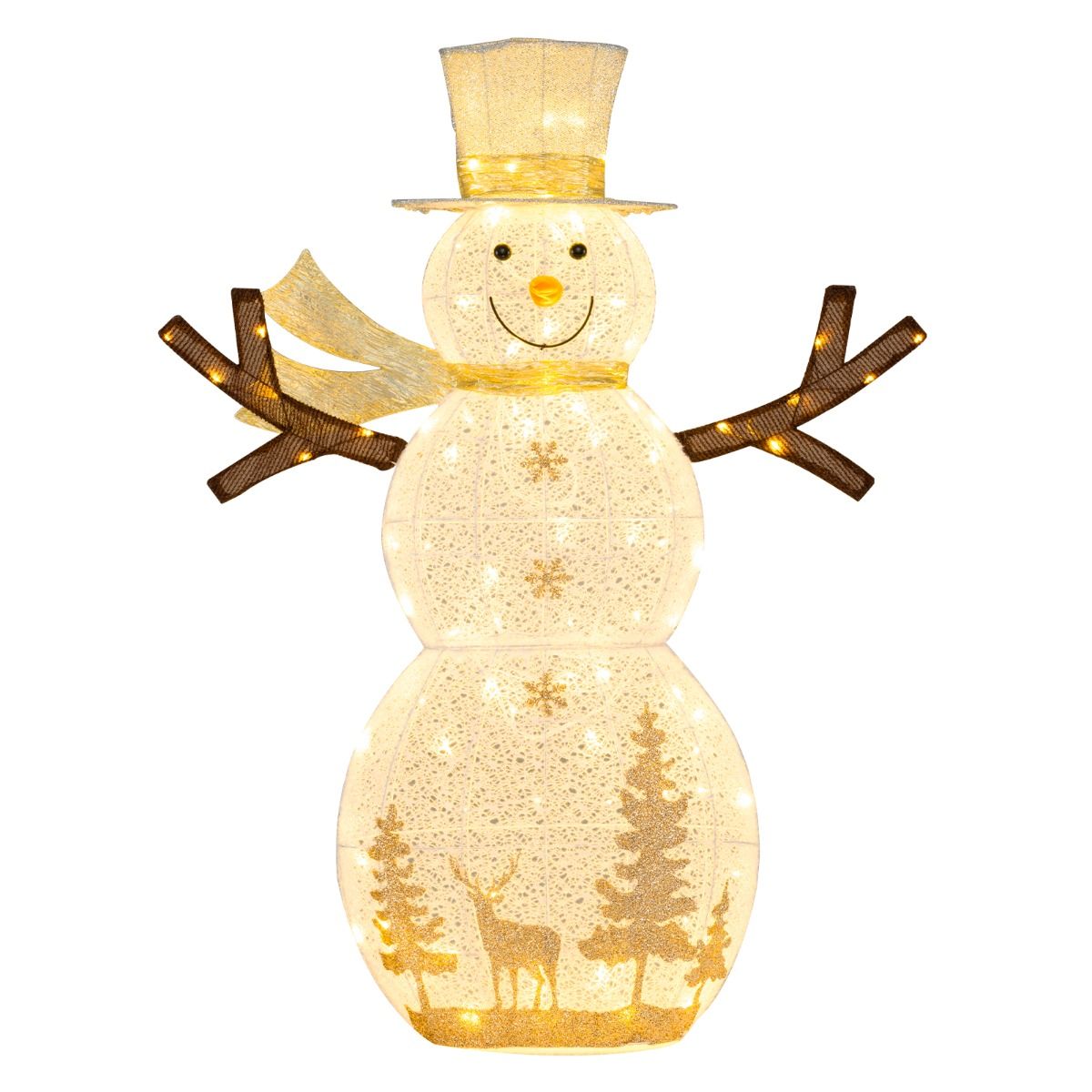 Décoration de Noël « Bonhomme de neige » Coast LED - 100 ampoules LED blanc chaud - 141 cm de haut - avec chapeau et écharpe - blanc