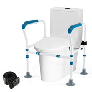 Coast Support de toilette - Réglable dans 6 directions, Antidérapant, Seniors - L 62-68 x H 65,5-78 cm - Acier au carbone/HDPE - Bleu/Blanc