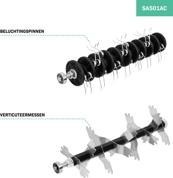 VONROC Scarificateur électrique - aérateur de gazon - 1300W - largeur de coupe 320 mm - 4 réglages de profondeur (12/9/6/3 mm) - bac de ramassage 35L inclus
