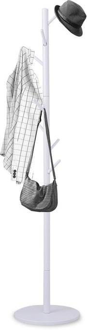 Bayt Porte-manteau - Porte-manteau sur pied - Porte-manteau bois - Porte-manteau sur pied - Porte-manteau - 8 crochets - 175 cm - Blanc