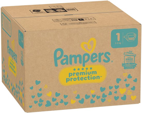 Pampers Premium Protection taille 1, 180 couches, 2 kg-5 kg