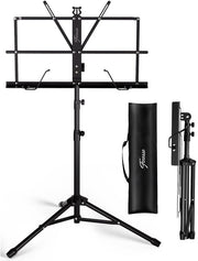 Finesse Music Stand for Sheet Music - Foldable - with Carrying Bag - Lesson Stand for Tablet - Black