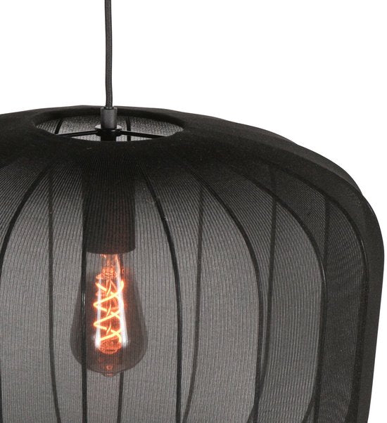 Anne Lighting - suspension - Sable - noir - lin et métal - Ø 45 cm - E27 - 4191ZW