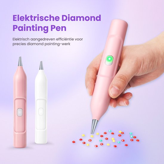 Rubye® - Stylo peintre électrique pour diamants - Avec technologie d'aspiration - Rechargeable via USB-C - Confortable à utiliser - Pour pierres rondes et carrées - Rose