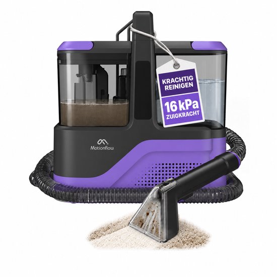 Motionflow Nettoyeur de moquette Go! - Puissant nettoyeur de taches et de canapés de 16 kPa - Appareil de nettoyage pour canapés, sols, voitures et moquettes - Nettoyeur de moquette