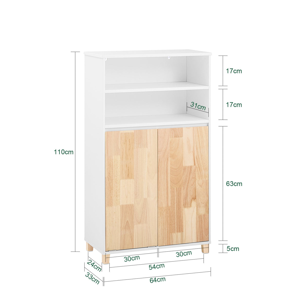 SoBuy BZR143-WN Meuble de salle de bains avec lavabo amovible, 3 plateaux de rangement et panier à linge - Blanc, 64x33x110 cm