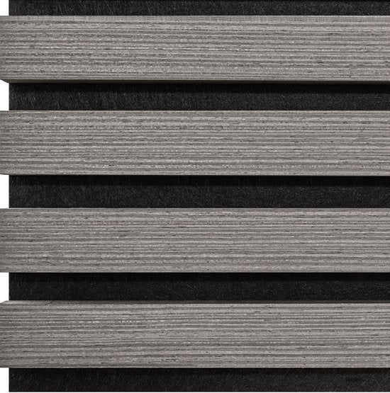 Panneau mural acoustique tectake®  - Lot de 2 - 60 x 120 cm - 1,44 m² - taille réglable - lattes en MDF et placage bois - Insonorisation - Décoration - Assemblage facile - Chêne gris clair
