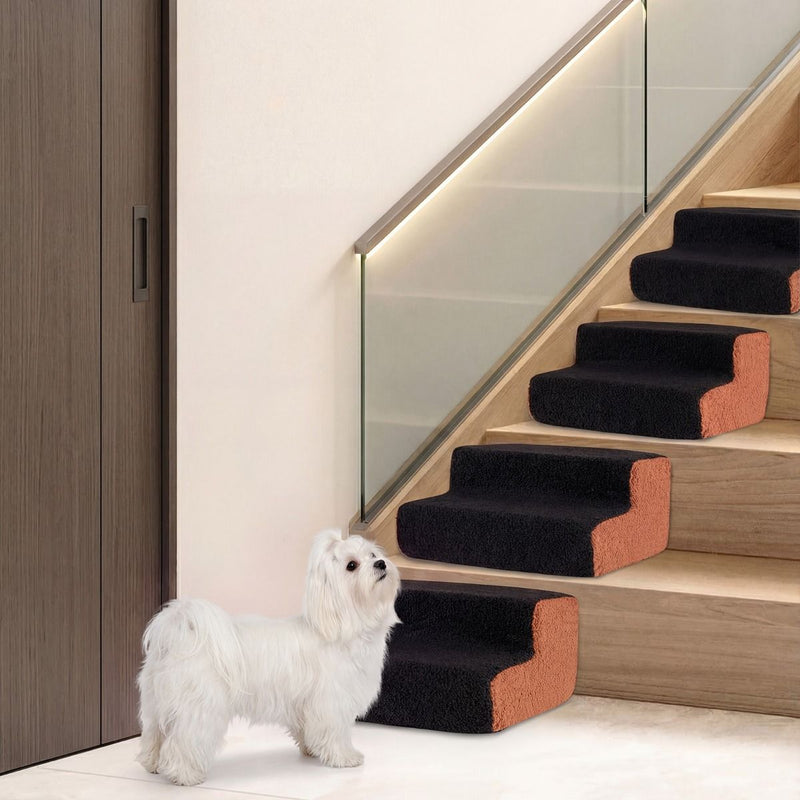 Rampe pour chiens Coast à 2 marches - escalier flexible pour animaux de compagnie - antidérapante - noir et marron/gris et blanc