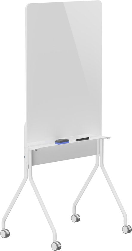 DMV - Tableau blanc - Tableau blanc sur roulettes - Tableau blanc avec étagère - Tableau blanc simple face