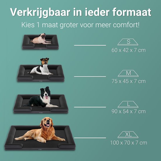 CozySense® Panier orthopédique pour chien 100x70 cm - Taille XL - Lit imperméable pour chien avec housse lavable - Convient comme coussin de banc - Noir