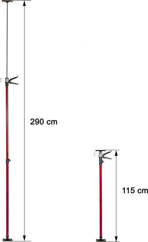 TecTake - set de 2 supports de plafond - tampon de construction - 115 - 290 cm - rouge - 402399