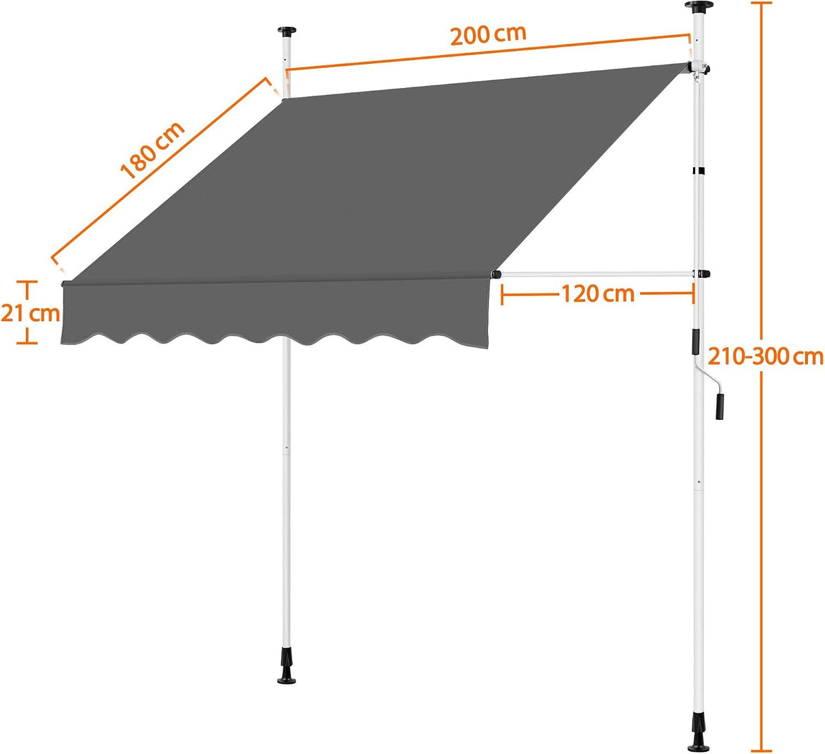 Yaheetech Store à fixation par pinces avec manivelle - Sans perçage - 150 x 180 cm - Gris foncé