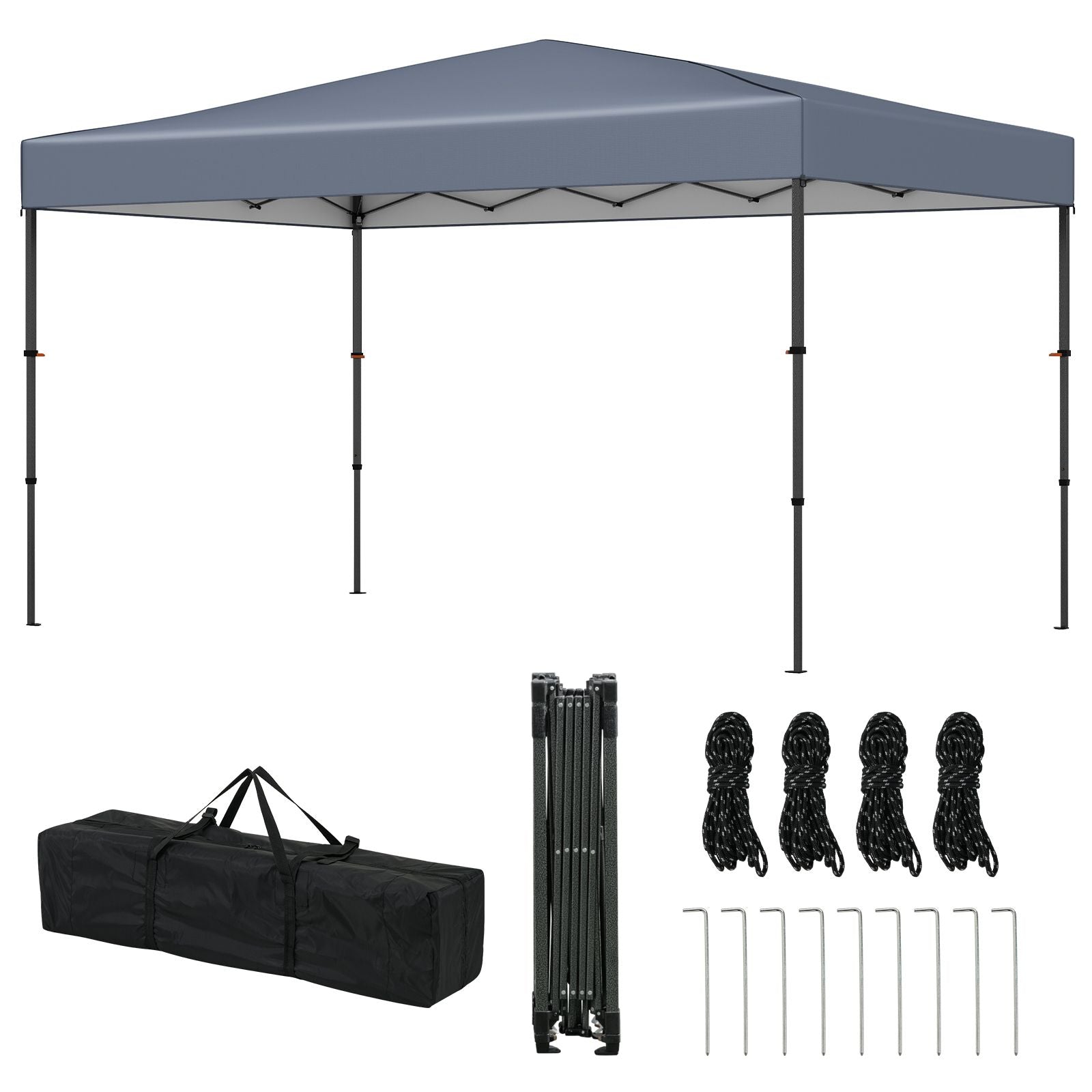 Pavillon pop-up Coast 365 x 225 cm – Protection UV avec sac de transport – Gris – Oxford Métal