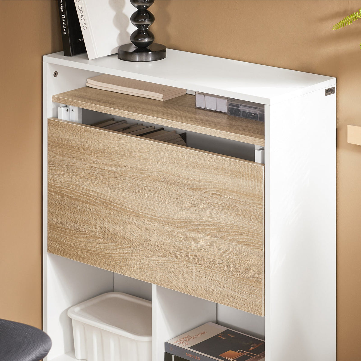 Bureau pliant peu encombrant avec étagères de rangement - SoBuy FWT104-WN - blanc - 70 x 57 x 85 cm