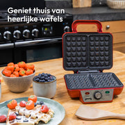 Gadgy Wafelijzer - Wafelmaker 2 Wafels per keer - Waffle Maker - Anti-Aanbaklaag - 1000 Watt - Regelbare Thermostaat