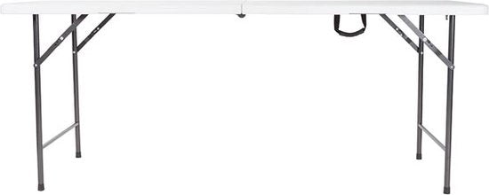 Perel Table pliante, pliable, résistante aux intempéries, poignée, maximum 100 kg, blanc