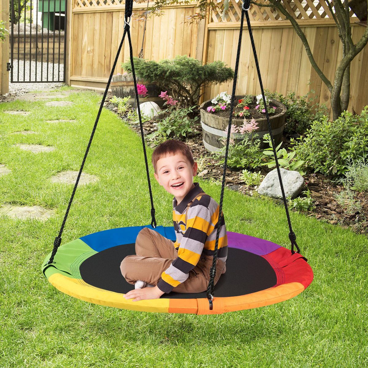 Balançoire Coast Nest - balançoire ronde - hauteur réglable - multicolore 100 cm