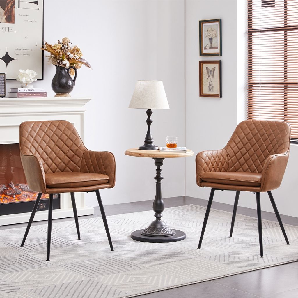 Chaises de salle à manger Yaheetech avec accoudoirs - lot de 2 - marron