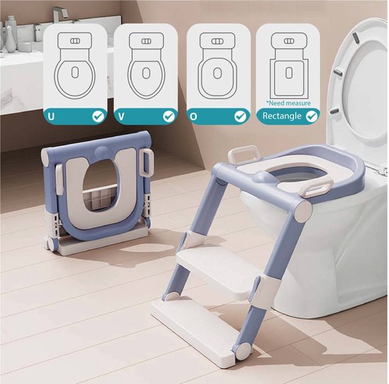 Réducteur de WC avec marchepied - Pot d'apprentissage avec marchepied - Pot pour tout-petits - De 1 à 10 ans - Capacité maximale de 75 kg - Pliable - gris