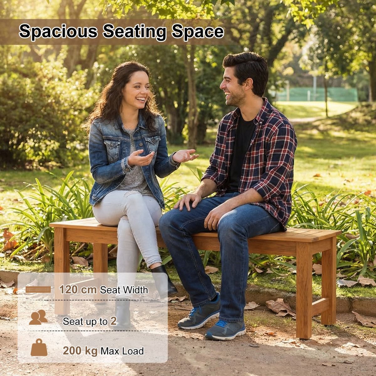 Banc de jardin Coast pour 2 personnes - bois massif - assise à lattes - couleur naturelle - 120 cm