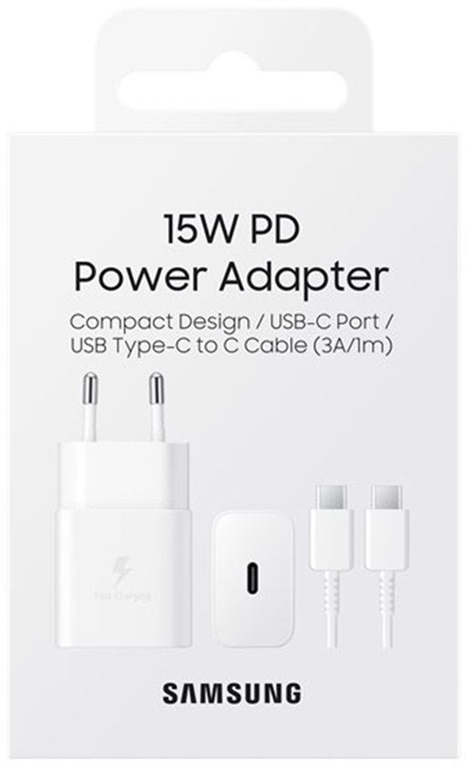 Adaptateur USB-C Samsung avec câble - 15 W - 1 m - Blanc