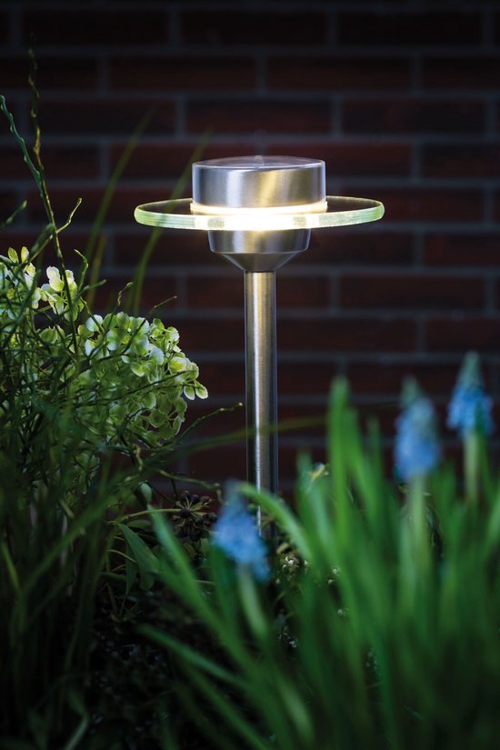 Spots de jardin solaires à LED Ufo IP44 3000K en acier inoxydable, lumière vive