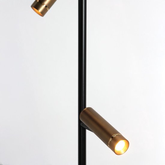 Lampe sur pied Lumo 4608BR - Lampe de lecture moderne à deux lumières en métal avec des touches de bronze, hauteur 125 cm, orientable et inclinable, marque Mexlite