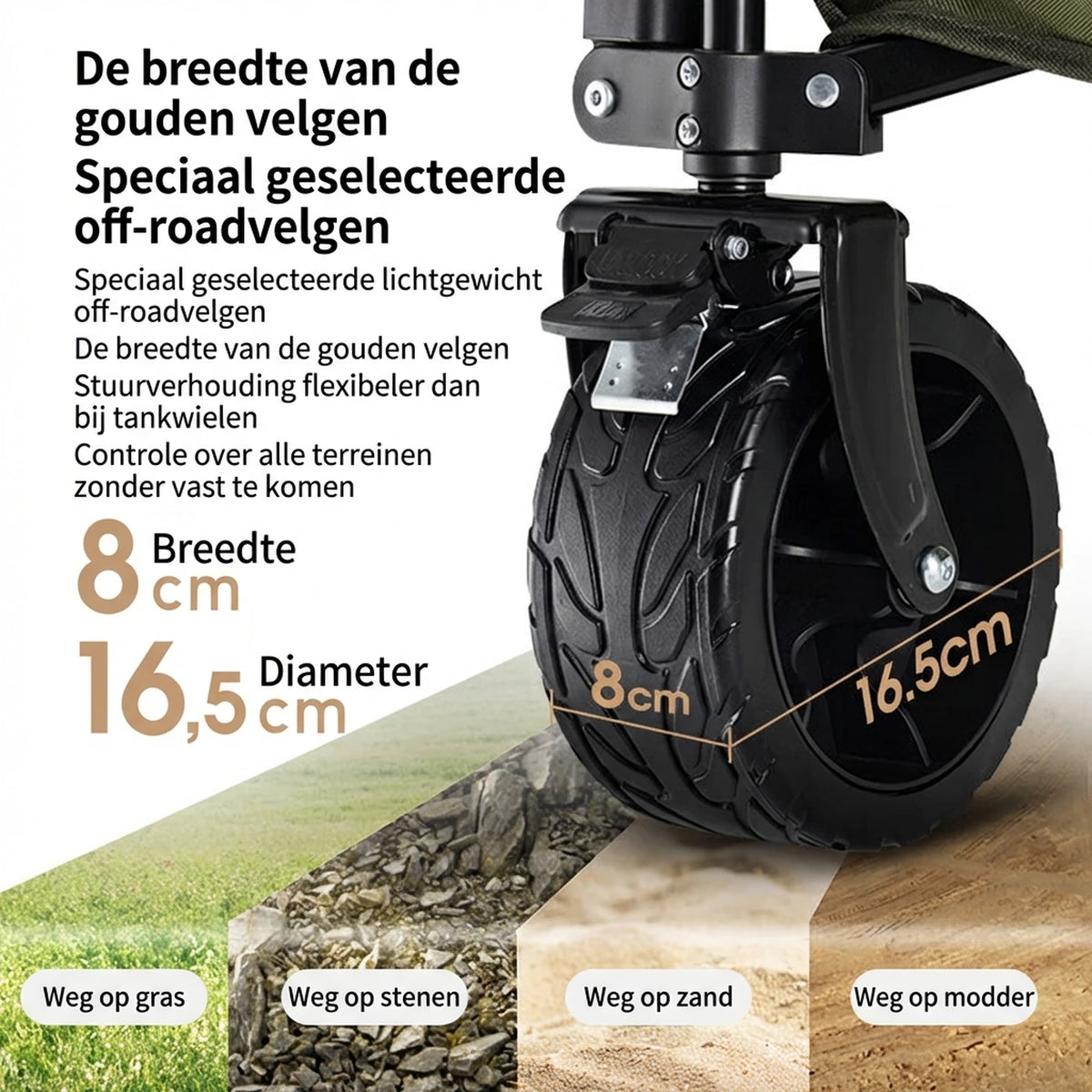 Chariot pliable Ochama - 200 litres - Roues tout-terrain avec double frein - Très grand format - Vert