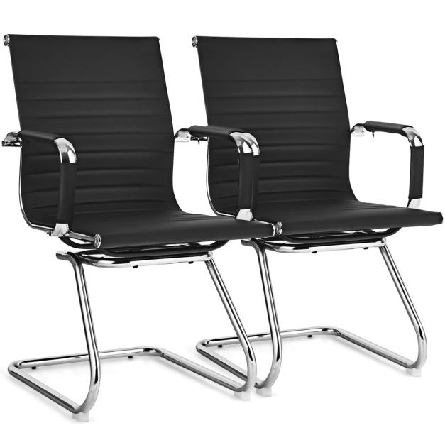 Coast Set de 2 chaises de bureau - Cuir PU - Max. 120 kg - Noir