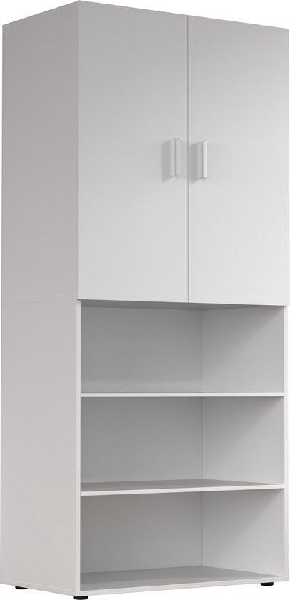 Armoire - meuble de rangement - étagères - 80 cm de large - blanc
