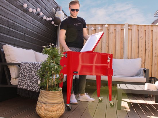 AXI Retro Cooler Rouge - Glacière à roulettes - Capacité de 76 L - Glacière avec robinet de vidange