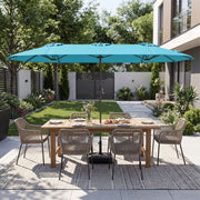 Parasol double Coast - toile extra-large - pied lesté - Turquoise 400 x 212 cm