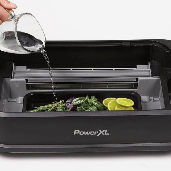 PowerXL Smokeless Grill - Gril électrique - plaisir de griller sans fumée et sans odeur - avec plaque de gril et fonction arôme - revêtement antiadhésif - avec couvercle en verre thermo - gril d'intérieur - 1500 watts - Édition de vente par correspondance