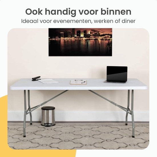 Goliving - Table pliante d'extérieur résistante - 122 x 60 x 74 cm - Blanc