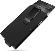 Porte-cartes POWR pour homme, gris - Étui de protection pour cartes bancaires avec système antivol - Technologie RFID - 5 cartes de crédit ou 8 cartes de visite - Cartes coulissantes - Aluminium - Avec compartiment à billets et pince à billets - Porte-car