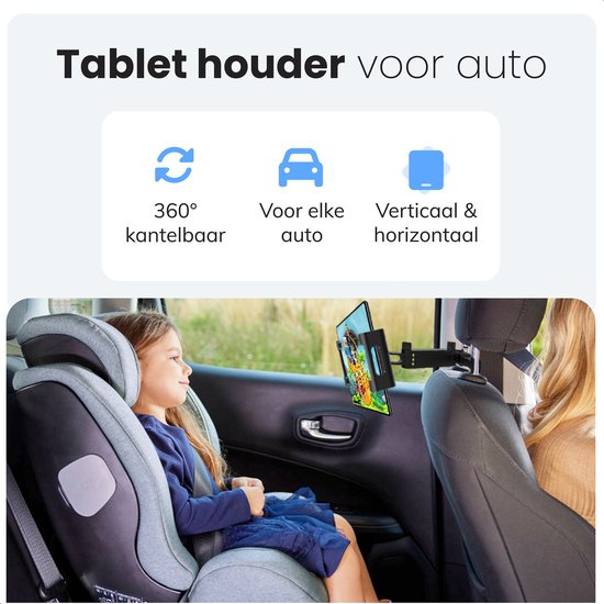 Support tablette voiture - Support Ipad - Appuie-tête - Jusqu'à 18 pouces - Trépied 360 degrés - Luft