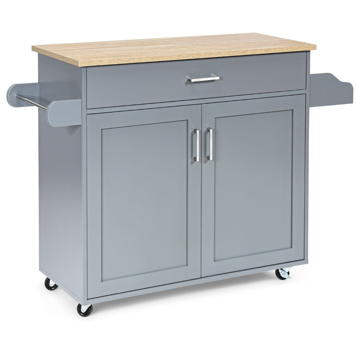 Coast îlot de cuisine voiture chariot de rangement roulant grande armoire 116 x 40 x 85 cm gris + nature