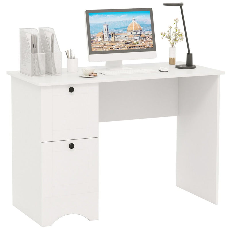 Coast Desk avec 2 tiroirs - Blanc - 109 x 50 x 75 cm - Bureau moderne pour enfants et table d'ordinateur pour la maison et le bureau