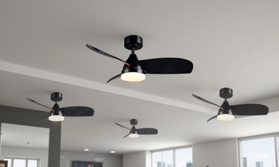 REALITY HELSINKI - Ventilateur - Noir mat - avec 1 x SMD 20 W - Télécommande - Variateur intégré - Couleur de lumière réglable en continu - Intensité réglable à l'aide d'un interrupteur - Non réglable à l'aide d'un variateur externe - Fonction mémoire - M