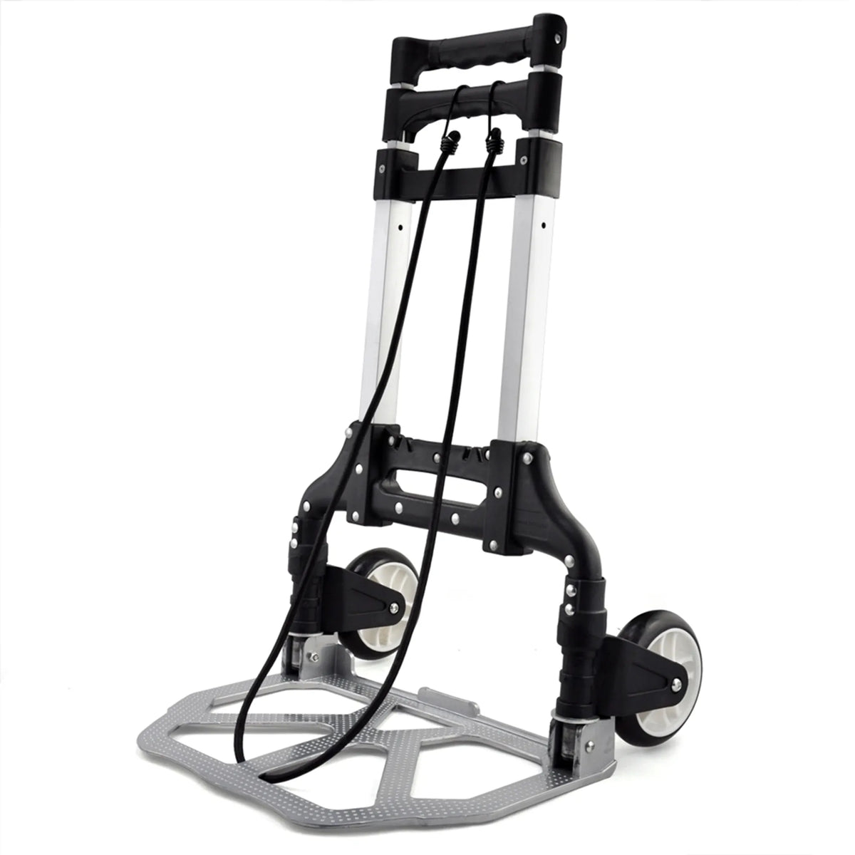 Yaheetech Chariot pliable 75 kg - équipé d'une poignée télescopique, de roues en caoutchouc et d'un câble de tension - pour le transport et le déménagement - aluminium et plastique noir et argent - 39,5 x 39,5 x 100 cm