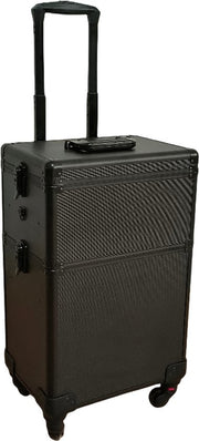 DMV - Valise de coiffeur - Chariot de coiffeur - Chariot de maquillage - Valise de maquillage - Valise de beauté - Valise de cosmétiques - Valise de beauté à roulettes - Noir