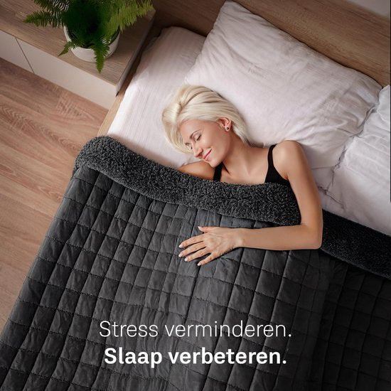 Couverture lestée CozySense® 9 kg - Couverture lestée - Couverture lestée - GLASS-Flow® Distribution de la pression - 135x200 - Velours flanelle & Sherpa - Hypoallergénique - Noir