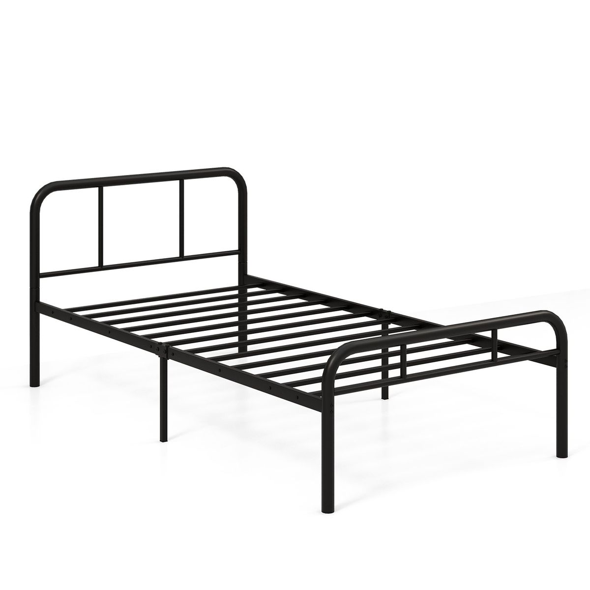 Lit simple Coast - Structure en métal - Tête et pied de lit - 90 x 200 cm - Noir