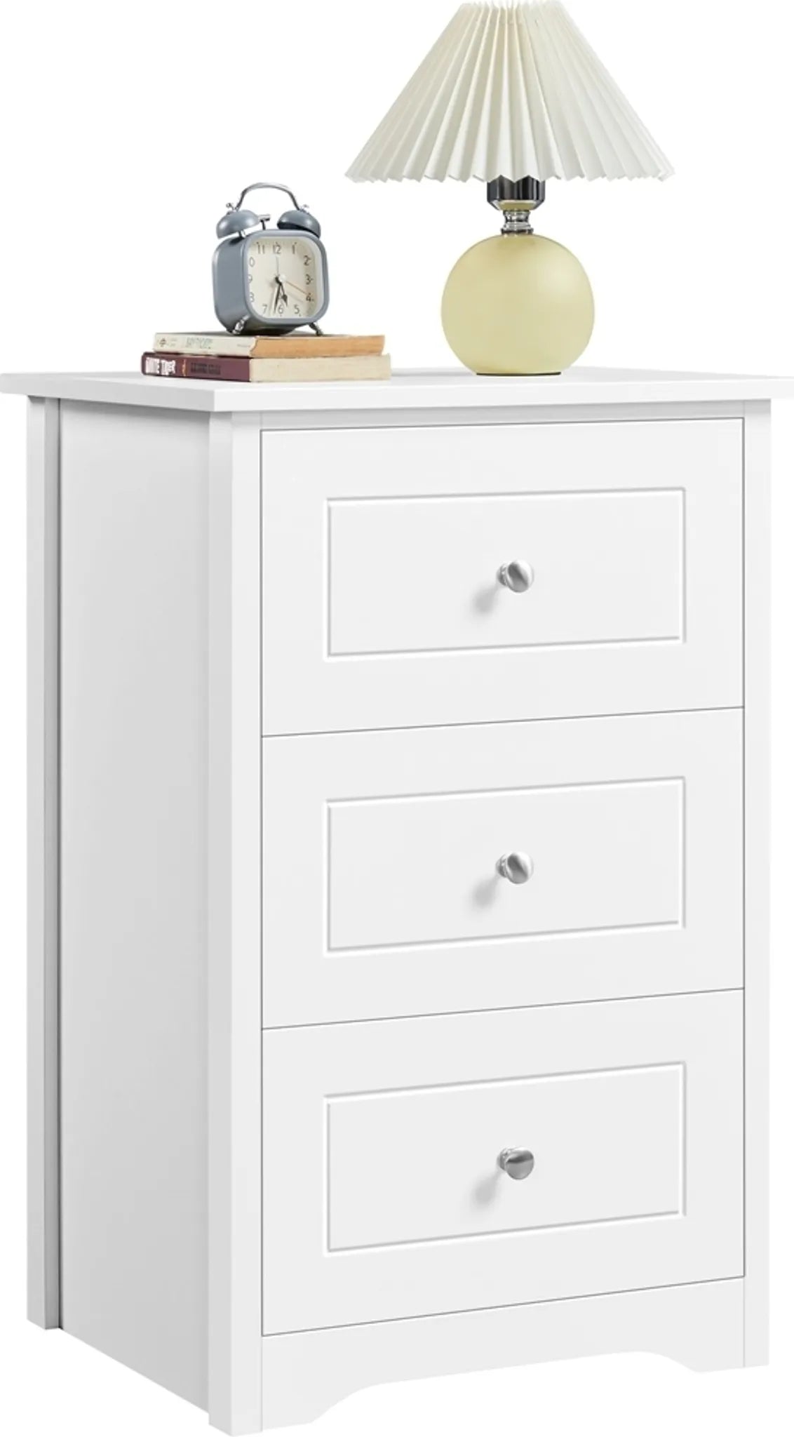 Table de chevet Yaheetech à 3 tiroirs - À placer à côté de votre lit à sommier - 48 x 40 x 73,5 cm - Blanc