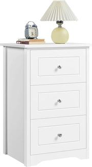 Table de chevet Yaheetech à 3 tiroirs - À placer à côté de votre lit à sommier - 48 x 40 x 73,5 cm - Blanc