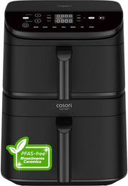 Friteuse à air chaud Cosori CAF-DC121-AEUR double, 10,8 l, modèle sur pied, 2 630 W, noire